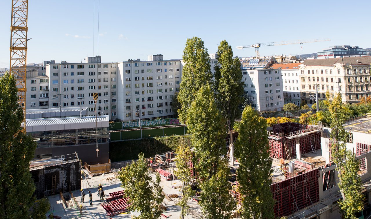 Baustelle des Neubaus beim Lorenz-Böhler-Spital.