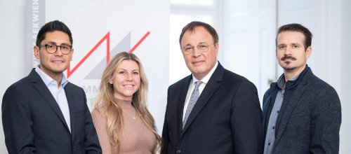 Die Kurie der angestellten Ärzte der Kammer für Ärztinnen und Ärzte in Wien: Eduardo Maldonado-González, Lisa Leutgeb, Dieter Kölle und Benjamin Glaser (v.l.)